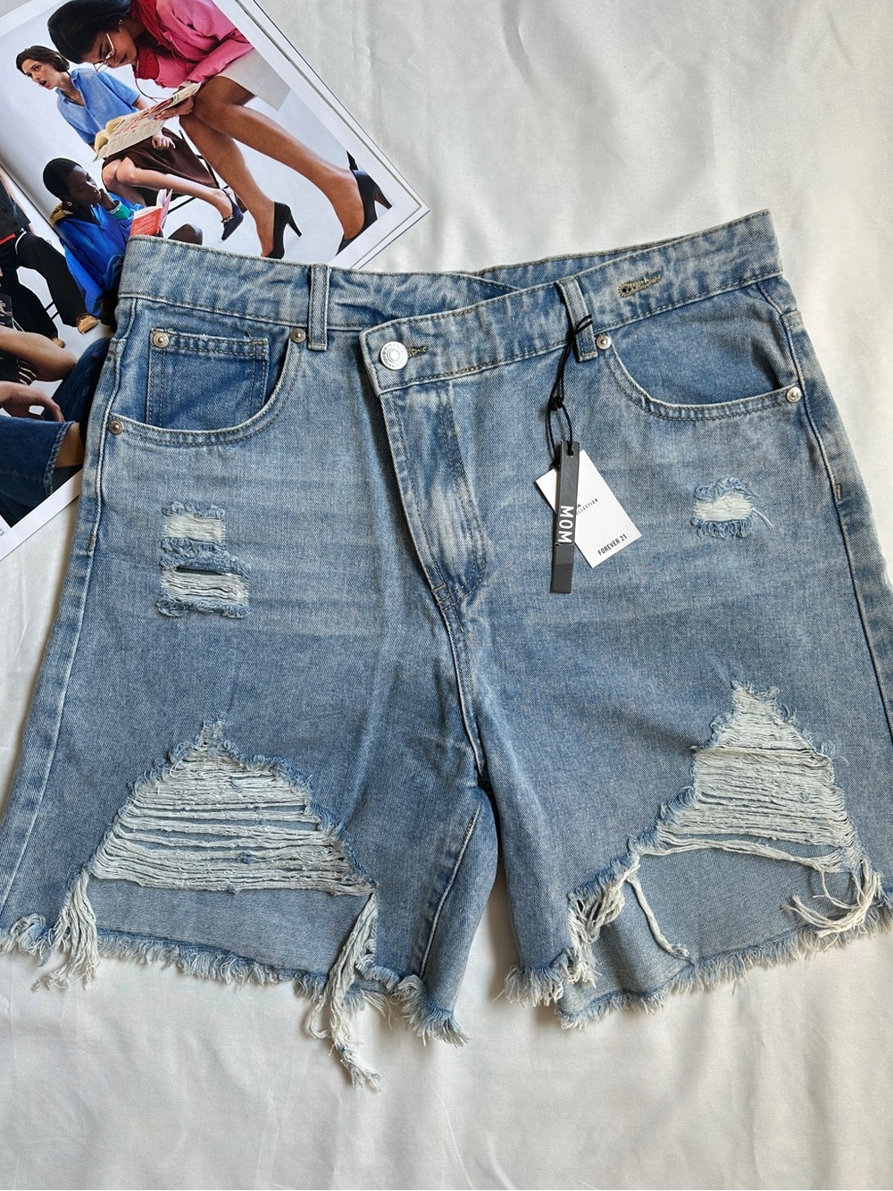 Forever 21 Light Blue Distressed Denim Jean Shorts